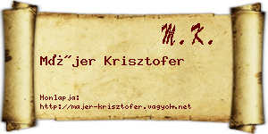 Májer Krisztofer névjegykártya